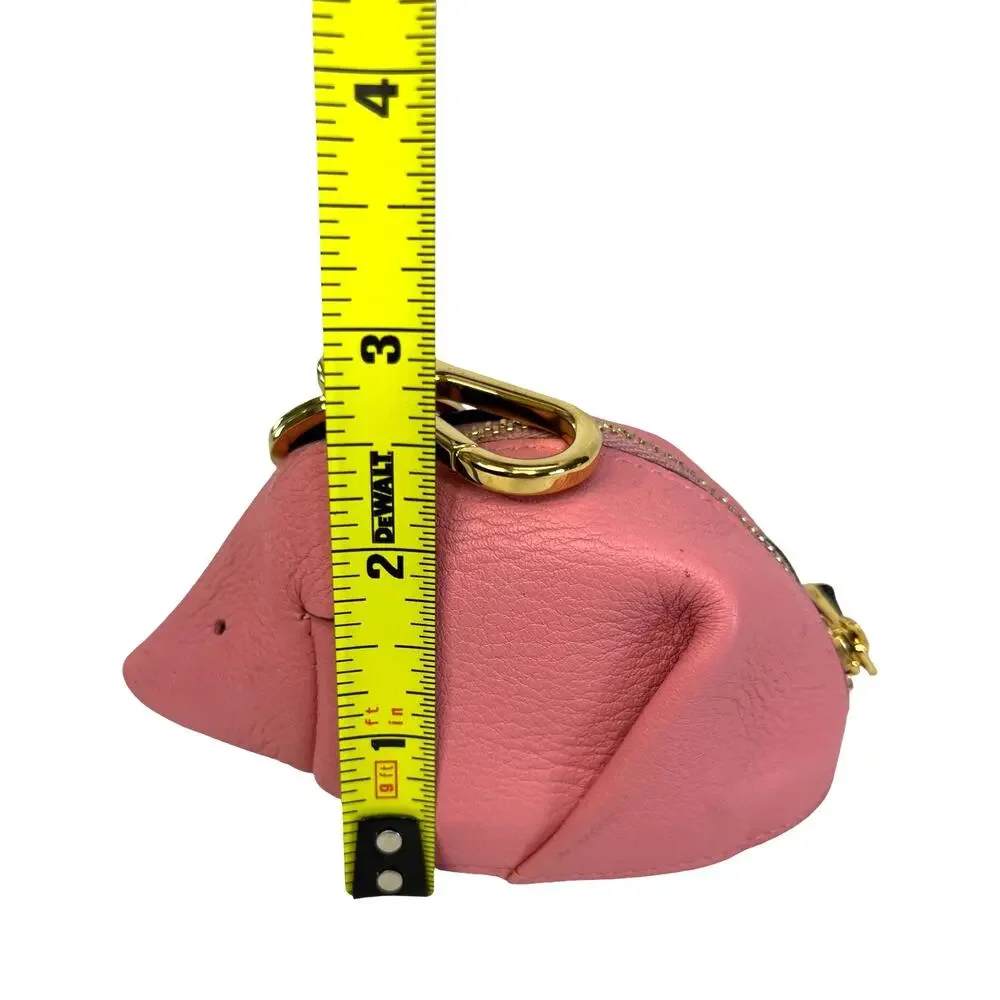 Loewe Leather Mouse Coin Purse Charm Keychain Pouch Candy Pink Gold Tone Spain